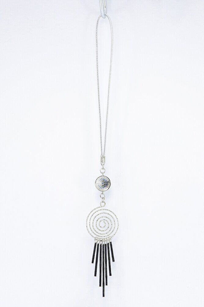 Zircon Stone Evil Eye Metal Tassel Car Rearview Mirror Ornament, Silver Color Car Gift