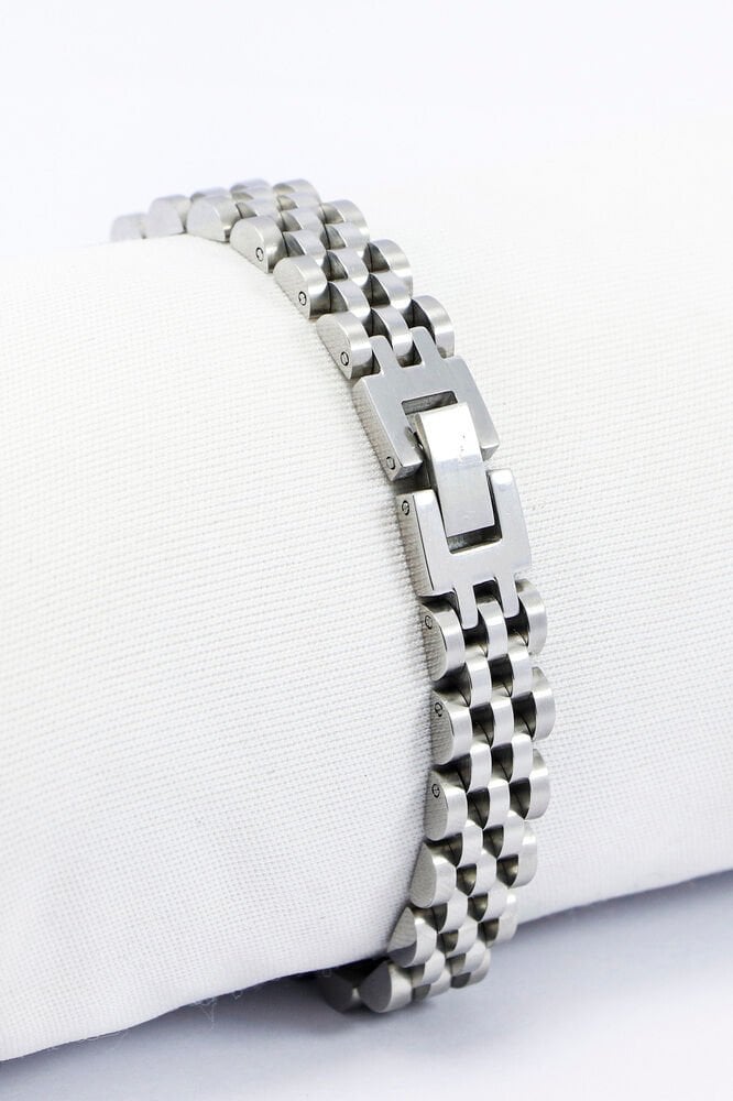 Gümüş Renkli Beş Sıra Örgü Paslanmaz Çelik Erkek Bileklik, Sevgililer Günü Hediyelik Erkek Aksesuar