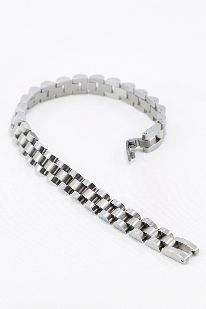Gümüş Renkli Üç Sıra Örgü Paslanmaz Çelik Erkek Bileklik, Sevgililer Günü Hediyelik Erkek Aksesuar