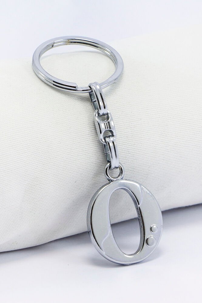 Gümüş Renkli Küçük Metal O Harfi Anahtarlık / Harfli Çanta Süsü