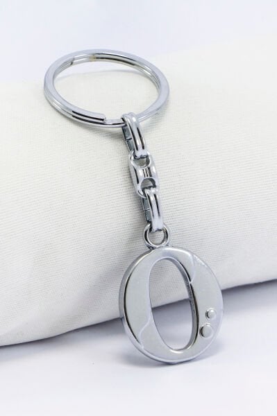 Gümüş Renkli Küçük Metal O Harfi Anahtarlık / Harfli Çanta Süsü