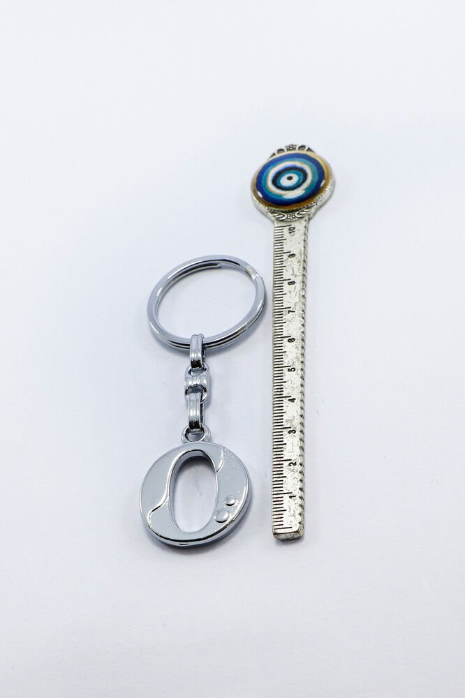 Gümüş Renkli Küçük Metal O Harfi Anahtarlık / Harfli Çanta Süsü