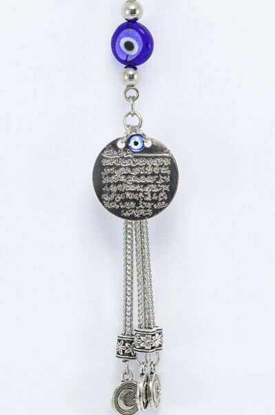 Yassı Nazar Boncuklu Salkım Ay Yıldız Metal Ayetel Kürsi Araba Dikiz Ayna Süsü