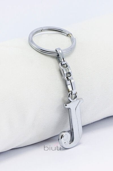 Gümüş Renkli Küçük Metal J Harfi Anahtarlık / Harfli Çanta Süsü