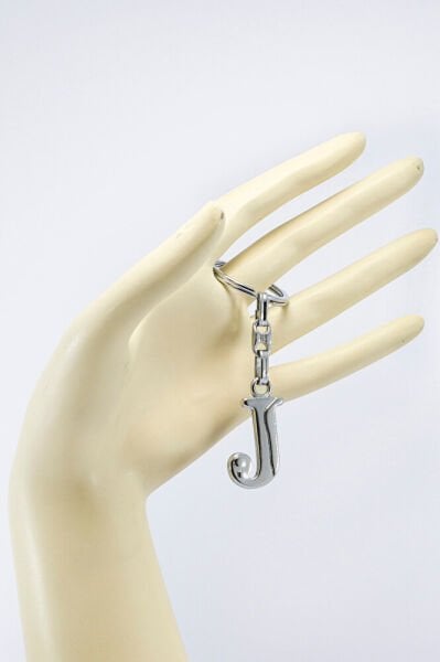 Gümüş Renkli Küçük Metal J Harfi Anahtarlık / Harfli Çanta Süsü