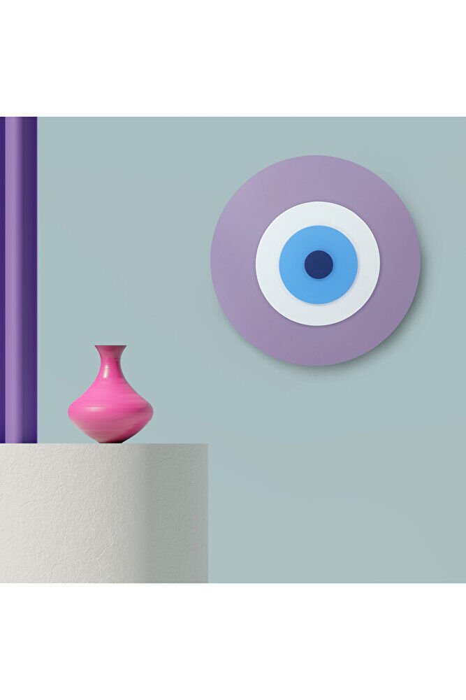 Minimalist Ametist Nazar Boncuğu El Yapımı Ahşap Büyük Nazarlık 30 Cm Hediyelik Eşya