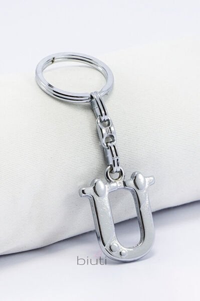 Gümüş Renkli Küçük Metal Ü Harfi Anahtarlık / Harfli Çanta Süsü