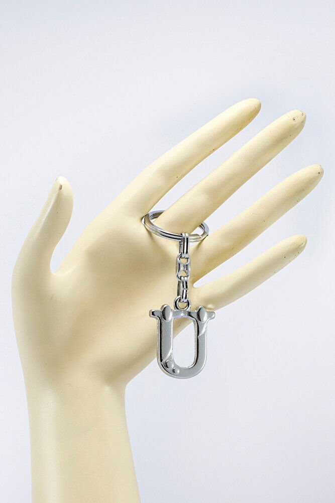 Gümüş Renkli Küçük Metal Ü Harfi Anahtarlık / Harfli Çanta Süsü