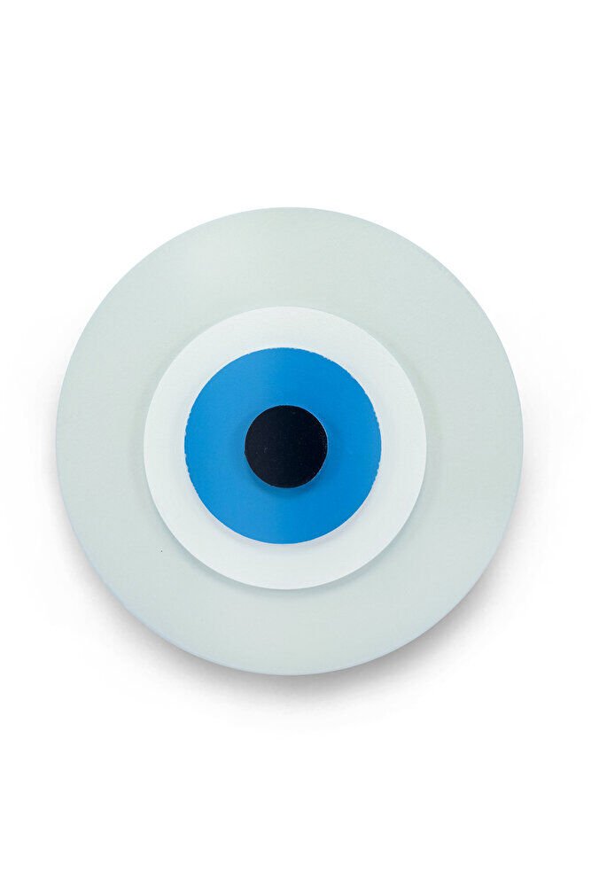 Minimalist Beyaz Nazar Boncuğu El Yapımı Ahşap Büyük Nazarlık 15 Cm Hediyelik Eşya