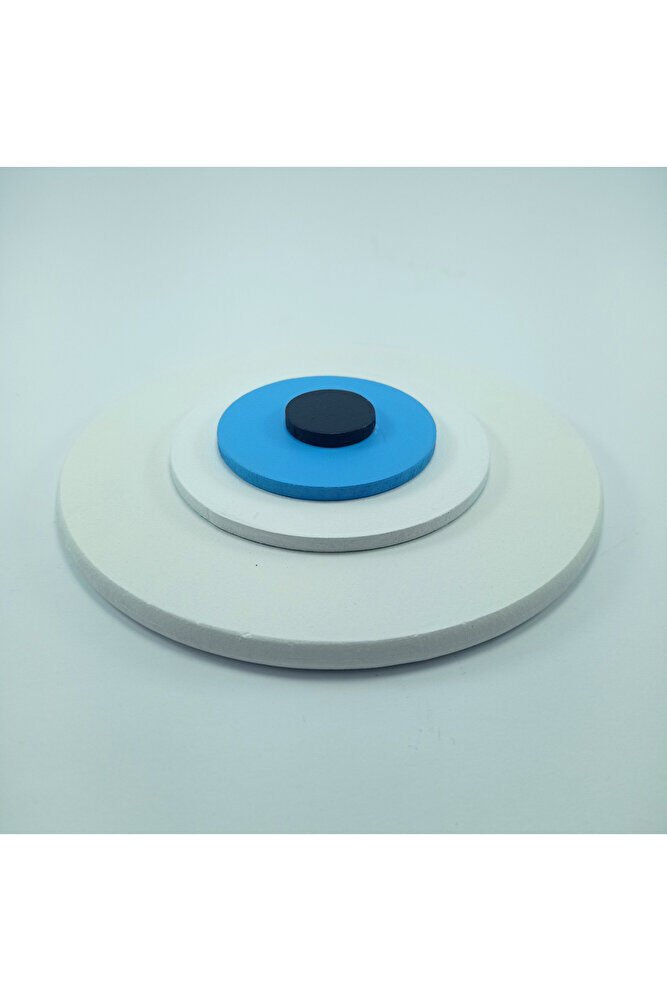 Minimalist Beyaz Nazar Boncuğu El Yapımı Ahşap Büyük Nazarlık 15 Cm Hediyelik Eşya
