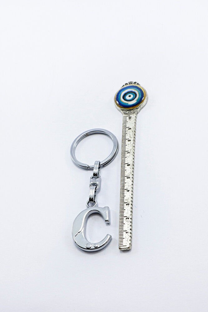 Gümüş Renkli Küçük Metal C Harfi Anahtarlık / Harfli Çanta Süsü