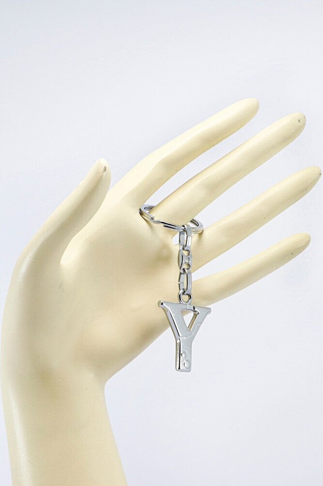 Gümüş Renkli Küçük Metal Y Harfi Anahtarlık / Harfli Çanta Süsü