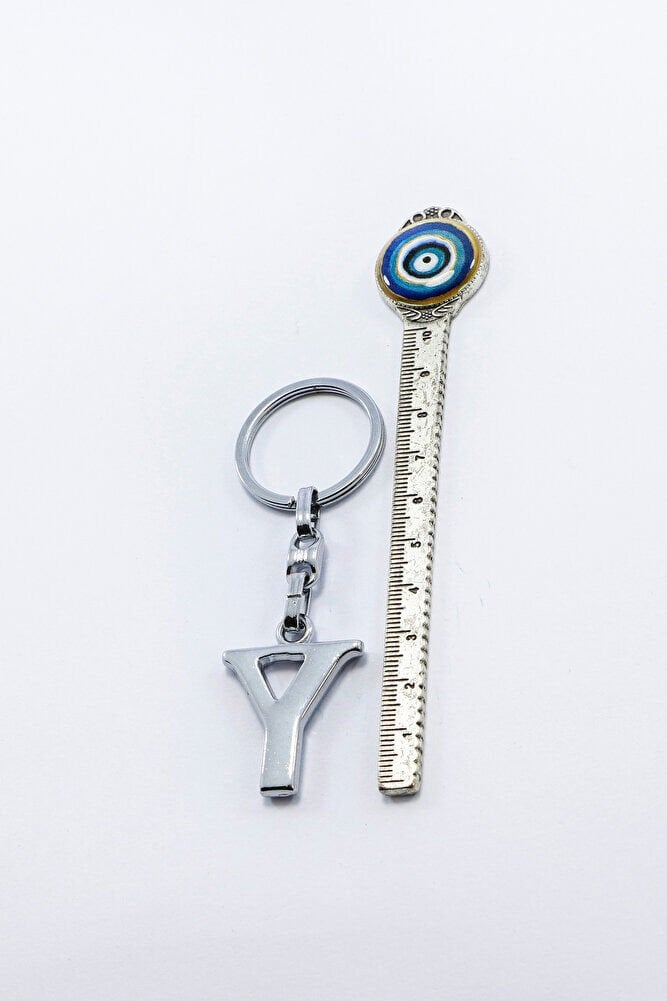 Gümüş Renkli Küçük Metal Y Harfi Anahtarlık / Harfli Çanta Süsü