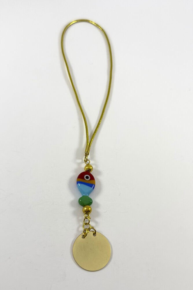 Colorful Glass Fish Metal Ayetel Kursi Gold Color Car Rearview Mirror Ornament