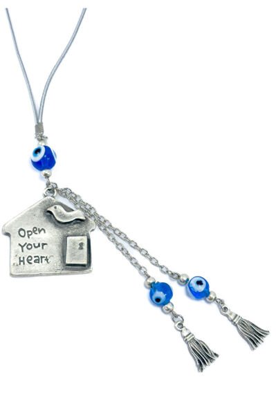 El Yapımı Cam Nazar Boncuklu Metal Eskitme Ev Salkım Nazarlı Araba Dikiz Ayna Süsü