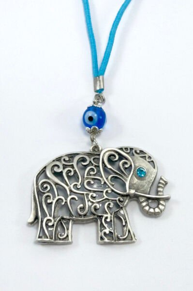 El Yapımı Cam Nazar Boncuğu Metal Fil Araba Dikiz Ayna Süsü, Yeni Araba Hediyesi