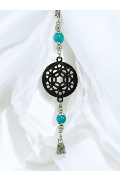 Turkuaz Doğal Taşlı Yaşam Çiçeği Araba Dikiz Ayna Süsü, Yeni Araba Hediyesi