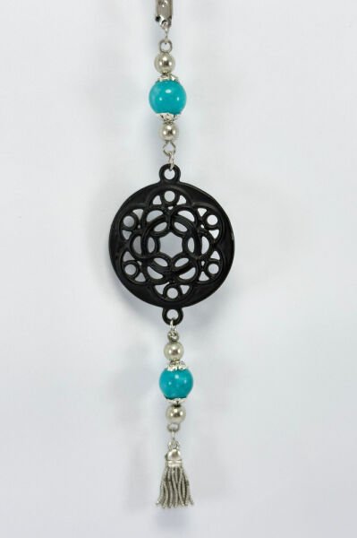 Turkuaz Doğal Taşlı Yaşam Çiçeği Araba Dikiz Ayna Süsü, Yeni Araba Hediyesi