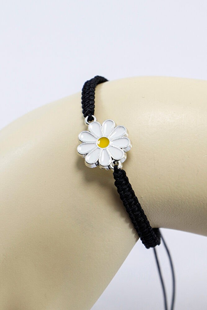 Metal Gümüş Renkli Metal Papatya Çiçeği Ayarlanabilir Asansörlü Bileklik