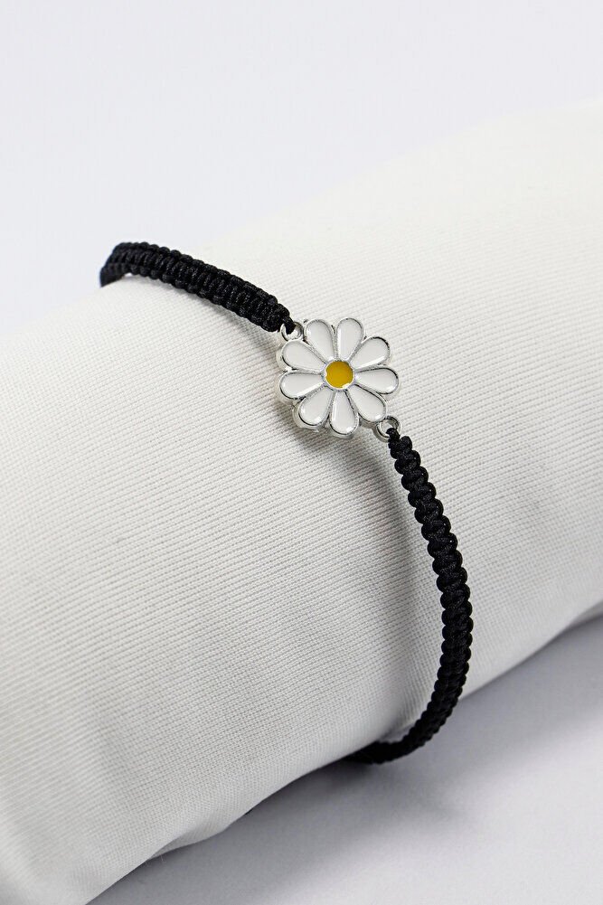 Metal Gümüş Renkli Metal Papatya Çiçeği Ayarlanabilir Asansörlü Bileklik