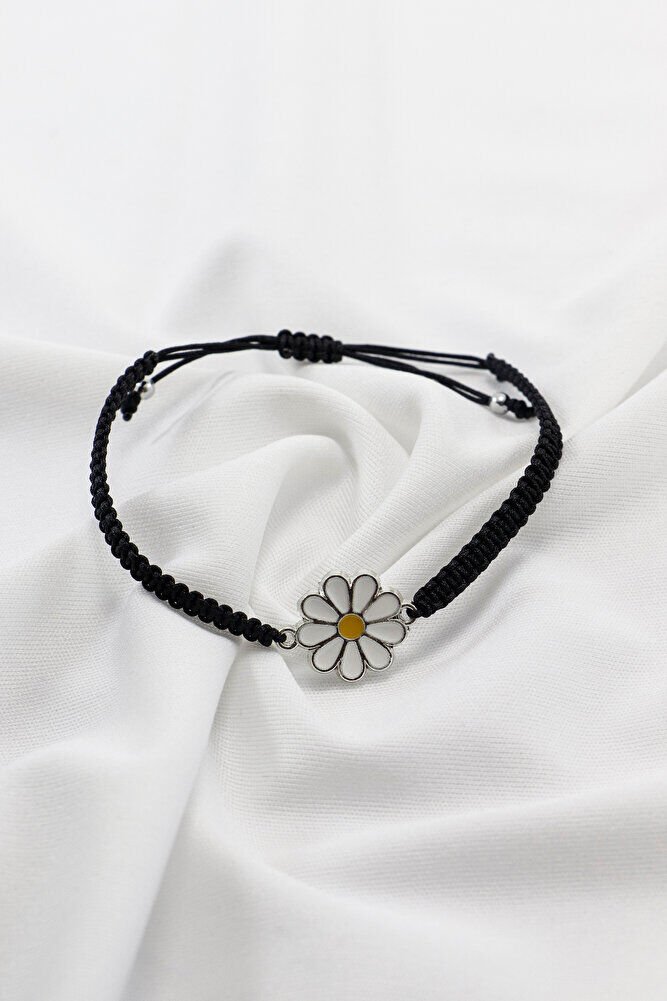 Metal Gümüş Renkli Metal Papatya Çiçeği Ayarlanabilir Asansörlü Bileklik