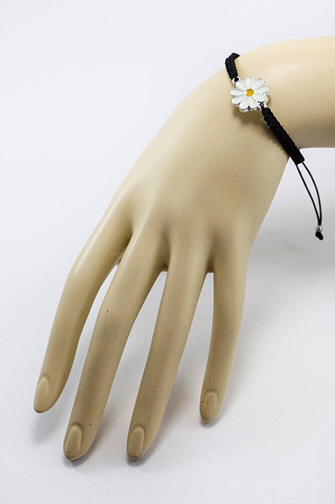 Metal Gümüş Renkli Metal Papatya Çiçeği Ayarlanabilir Asansörlü Bileklik