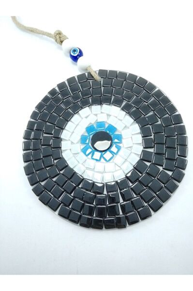 Siyah Mozaik Nazar Boncuğu 20 Cm El Yapımı Cam Hediyalik Eşya