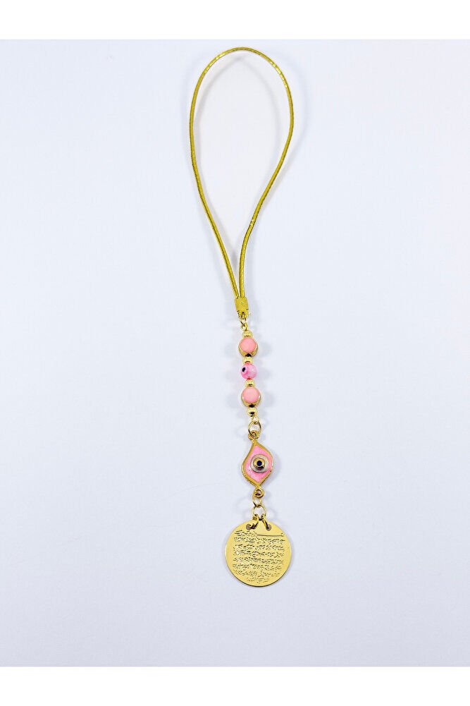 Pink Metal Eye Evil Eye Bead Metal Ayetel Kursi Gold Color Car Rearview Mirror Ornament