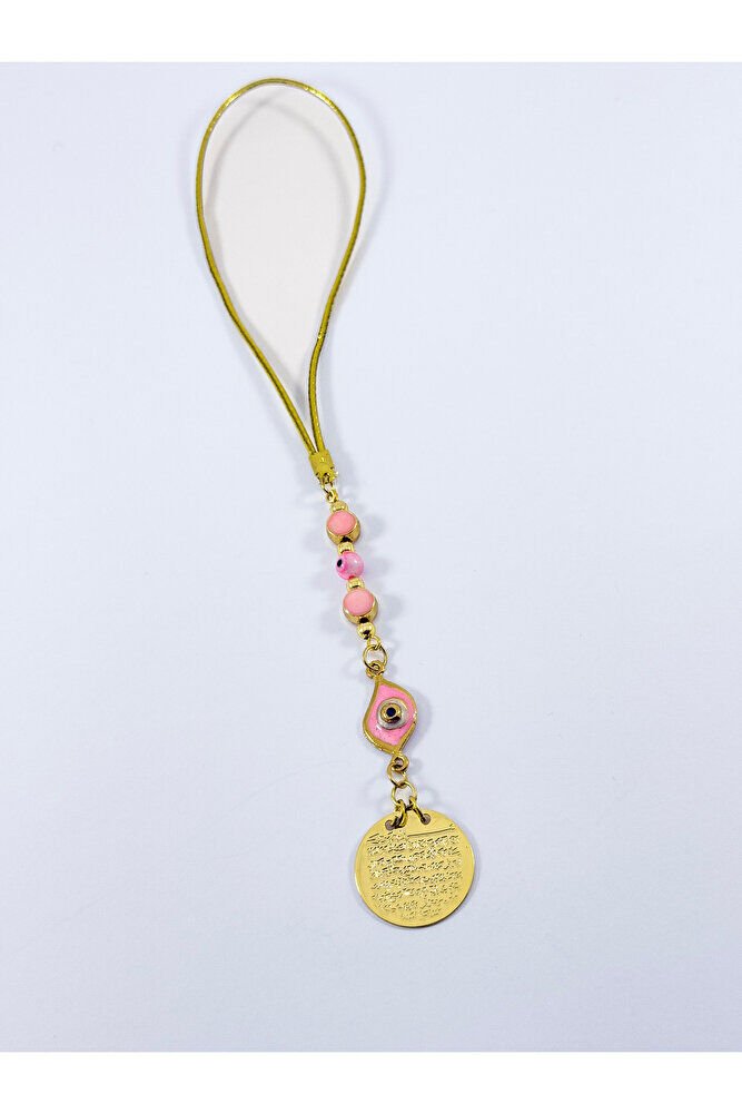 Pink Metal Eye Evil Eye Bead Metal Ayetel Kursi Gold Color Car Rearview Mirror Ornament