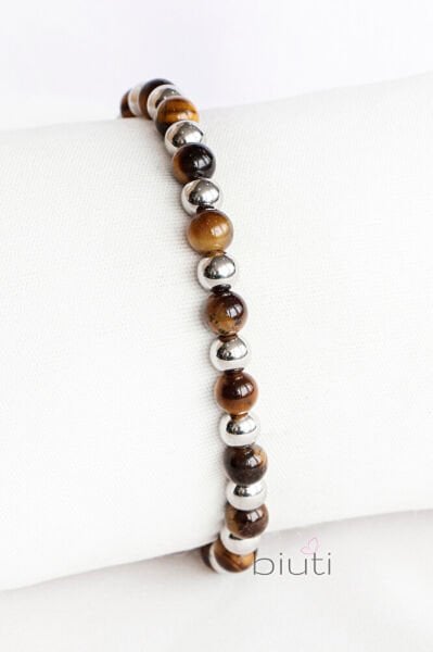 Kaplangözü Doğaltaşlı Çelik Erkek Bileklik, Sevgililer Günü Hediyelik Erkek Aksesuar