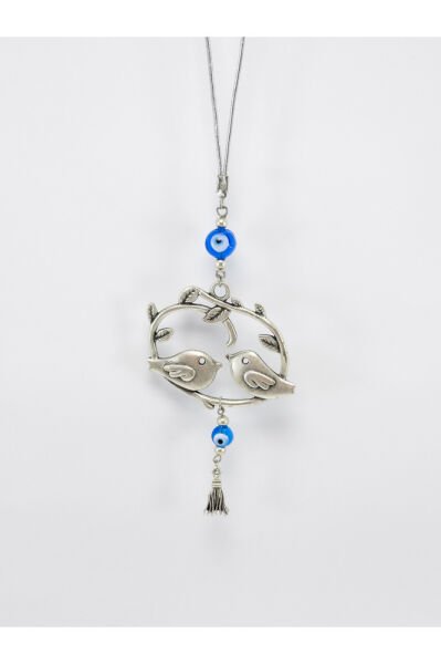 Handmade Glass Evil Eye Bead on Branch, Lovely Birds Themed Car Rearview Mirror Ornament, New Car Gift