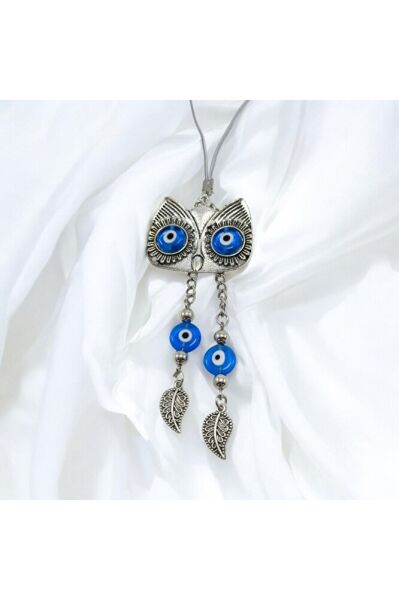 Handmade Glass Evil Eye Beaded Necklace Owl Car Rearview Mirror Ornament, New Car Gift