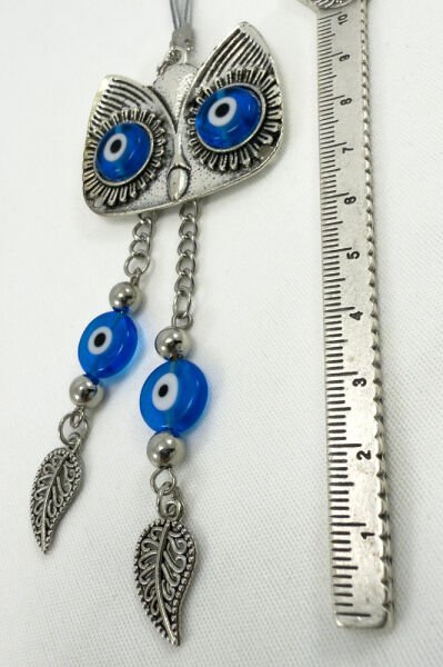 Handmade Glass Evil Eye Beaded Necklace Owl Car Rearview Mirror Ornament, New Car Gift
