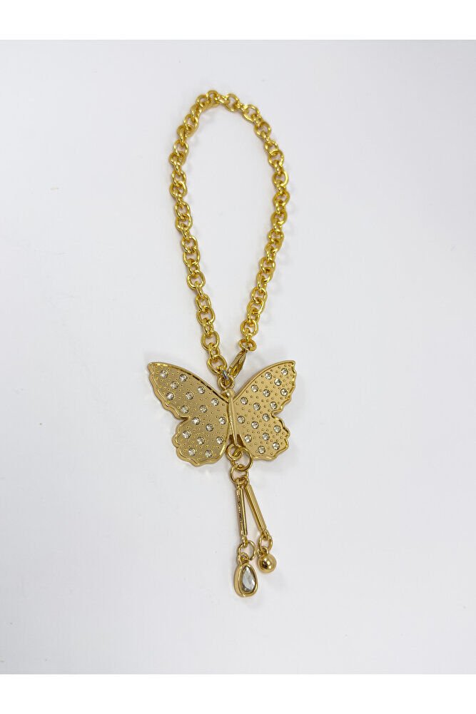 Parlak Taşlı Salkım Kelebek Araba Dikiz Ayna Süsü, Altın Renkli Zincirli Yeni Araba Hediyesi