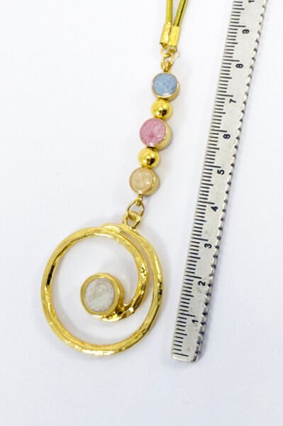 Framed Colorful Enamel Swirl Car Rearview Mirror Ornament, Gold Color New Car Gift