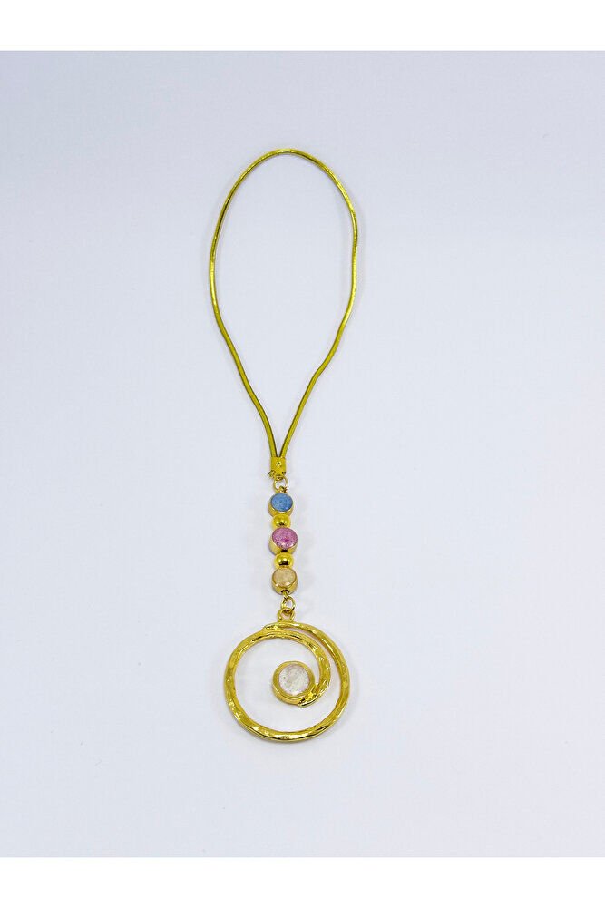 Çerçeveli Renkli Mineli Girdap Araba Dikiz Ayna Süsü, Altın Renkli Yeni Araba Hediyesi