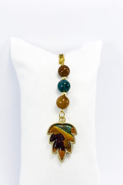 Autumn Leaf Car Rearview Mirror Ornament with Natural Stone, Leaf New Car Gift