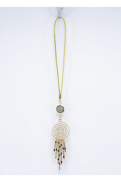 Zircon Stone Evil Eye Swirl Tassel Car Rearview Mirror Ornament, Gold New Car Gift