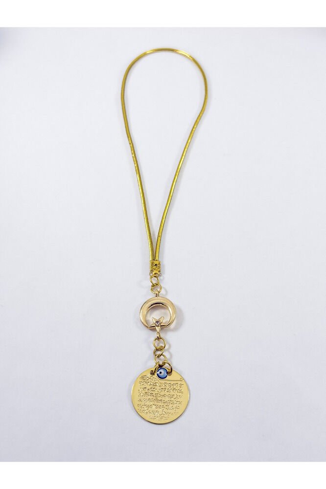 Crescent Star Metal Ayetel Kursi Gold Color Car Rearview Mirror Ornament