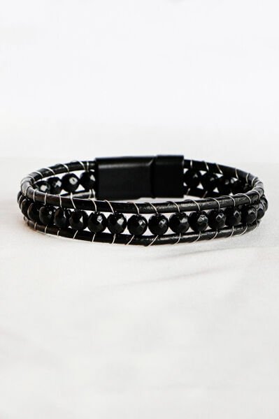 El Yapımı Doğal Taşlı Erkek Bilekliği, Oniks Sevgililer Günü Hediyesi