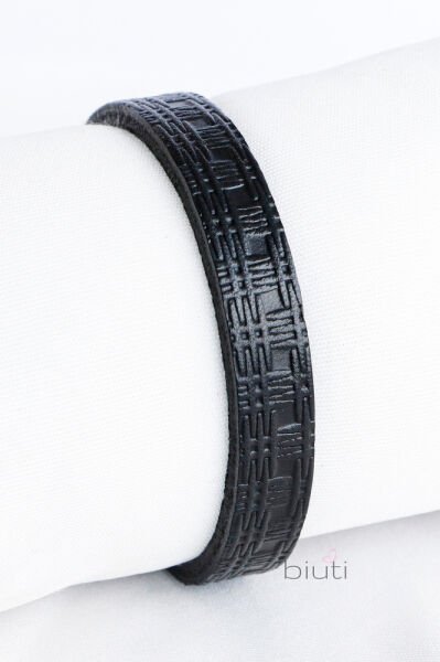 Siyah Baskılı Hakiki Deri Erkek Bileklik Mıknatıslı, Sevgililer Günü Hediyesi