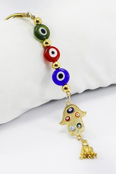 Hamse / Fatima Hand Evil Eye Bead Car Rearview Mirror Ornament Gift Accessory