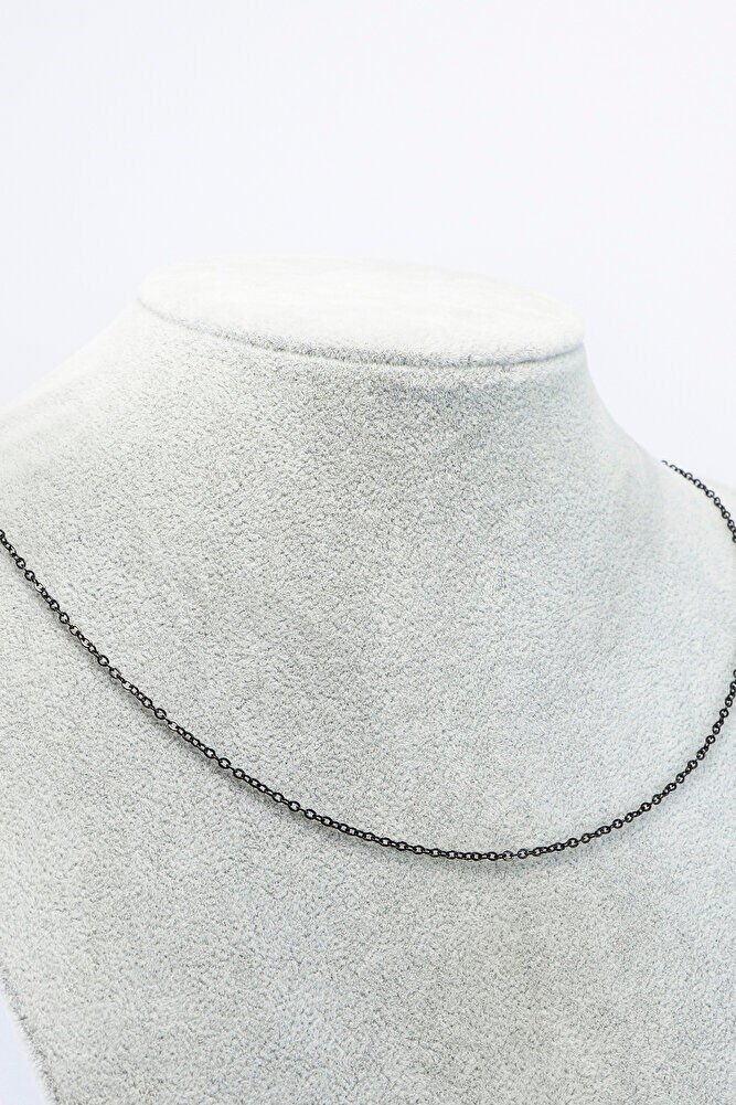 316L Paslanmaz Çelik Zincir Siyah Renkli 60cm, Yedek İnce Zincir