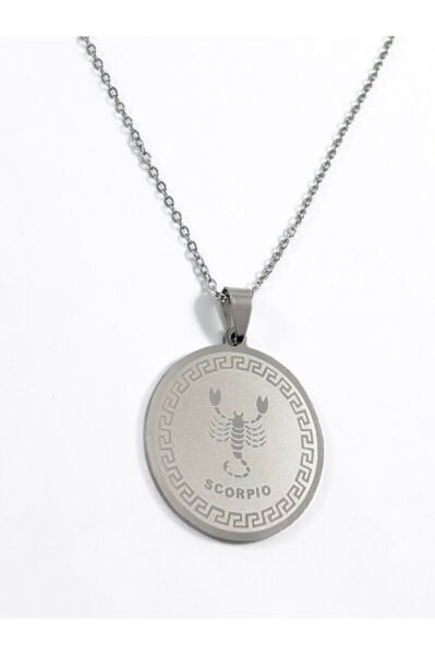 Scorpio Steel Chain Necklace, Zodiac Sign Steel Necklace