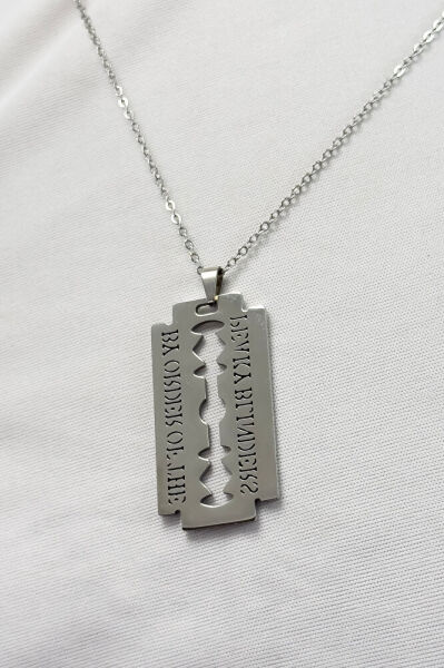 Unisex Razor Symbol Steel Necklace, Razor Necklace