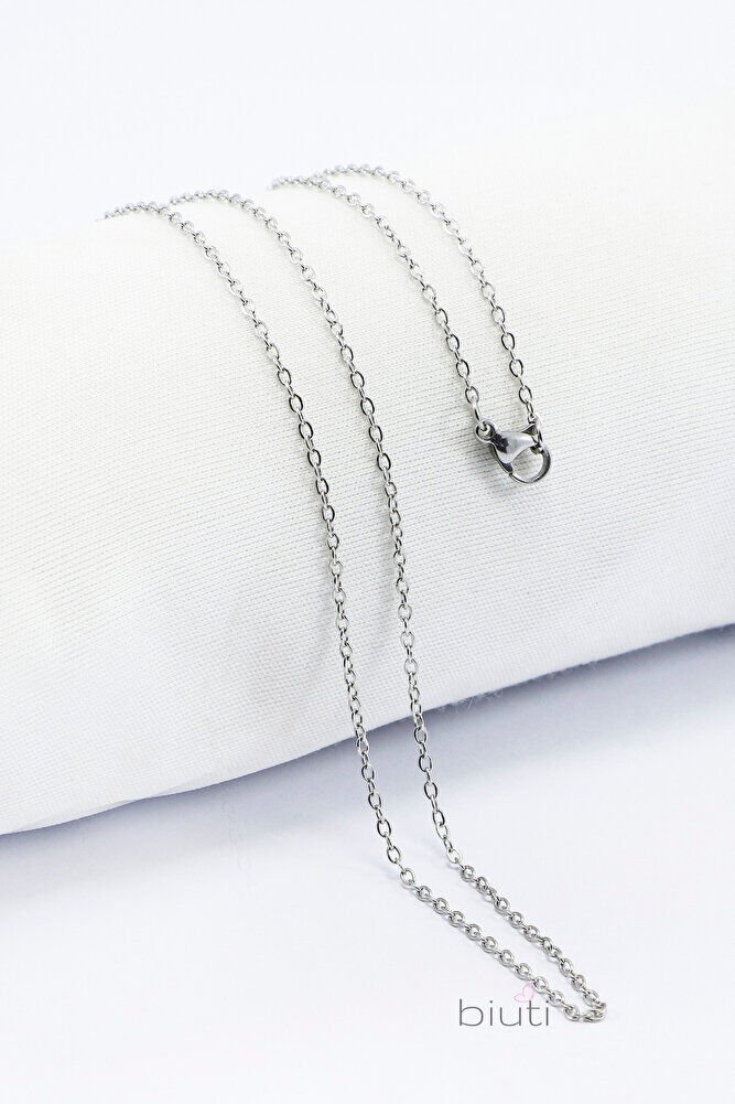 316L Paslanmaz Çelik Zincir Gümüş Renkli 60cm, Yedek İnce Zincir