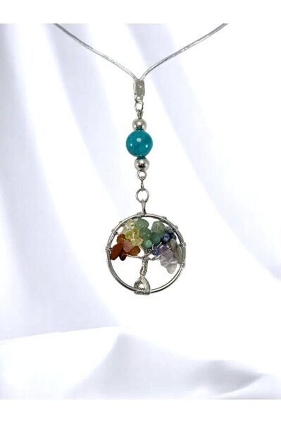Tree of Life with Chakra Stones and Wire Wrapped Car Rearview Mirror Ornament, New Car Gift