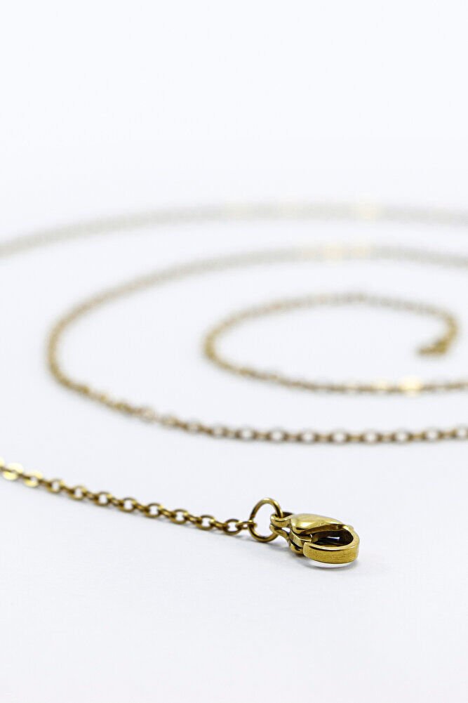 316L Paslanmaz Çelik Zincir Gold Renkli 60cm, Yedek İnce Zincir