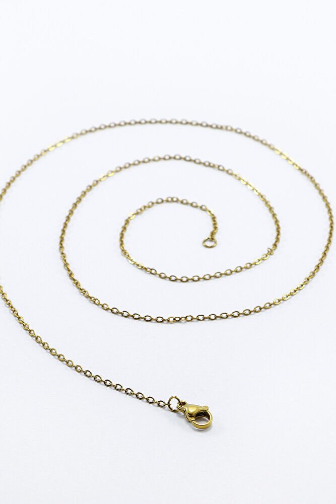 316L Paslanmaz Çelik Zincir Gold Renkli 60cm, Yedek İnce Zincir