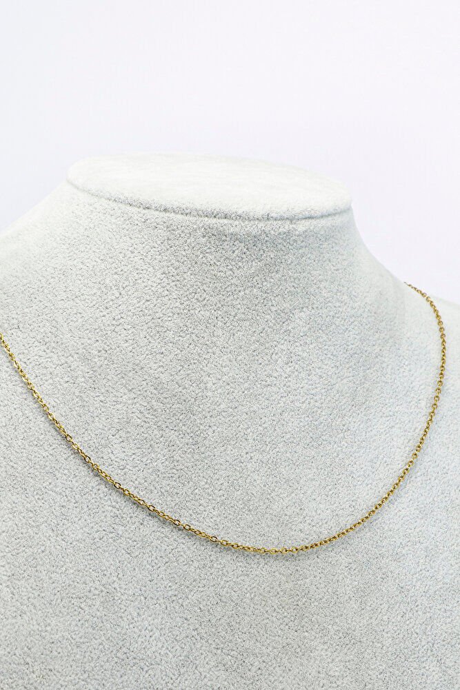316L Paslanmaz Çelik Zincir Gold Renkli 60cm, Yedek İnce Zincir
